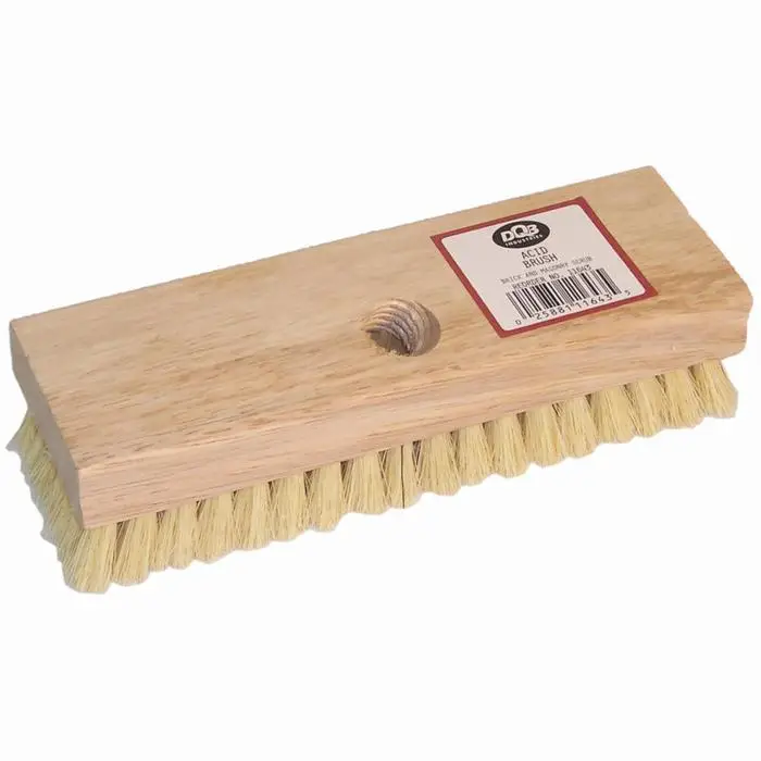 Scrub Brush with White Nylon Bristle and Wood Block Pack of 6